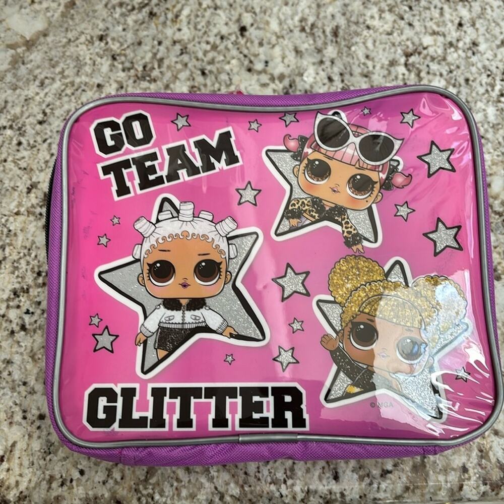 LOL Surprise lunchbox insulated with go team glitter pink silver purple nwt